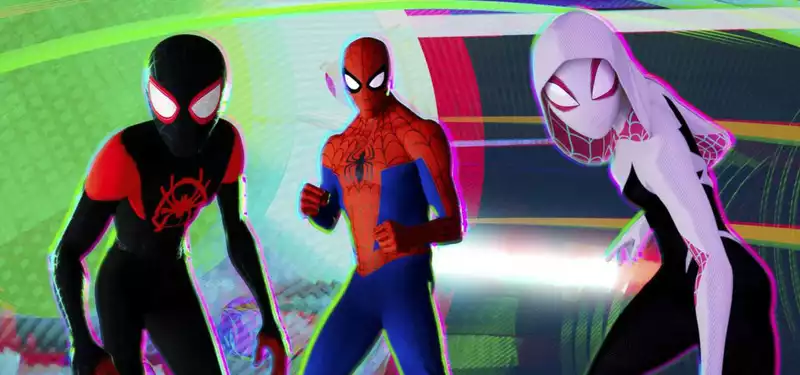 Chris Miller and Phil Lord, producers of "Spider-Verse," promote the animated Oscar contender on their late-night show.